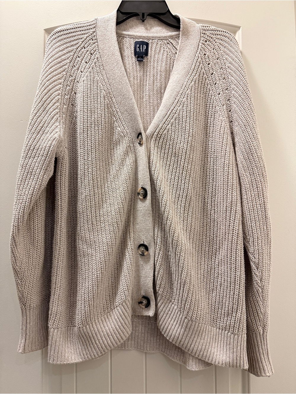 GAP Women's Cream Button-Front Ribbed Cardigan
